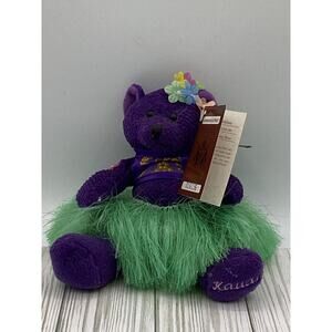 Hawaiian Collectibles Plush Mokihana Kaua'i Passport Bearfoot Purple Bear 2001